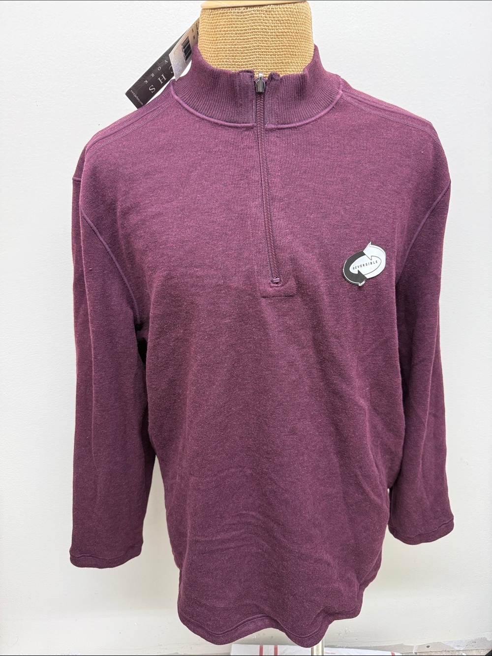 Jachs ny Men's Half-Zip Sweater in Plum reversible gray 1/4 zip